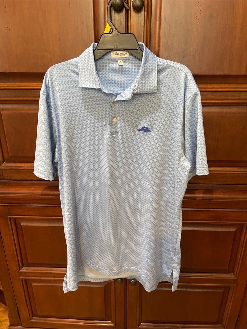 Peter Millar Light Blue Geometric-Textured Polo